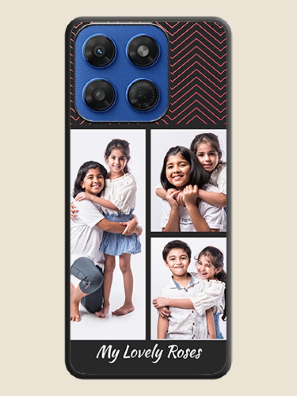 Wave Pattern with 3 Image Holder On Space Black Custom Soft Matte Mobile Back Cover - Motorola G37 5G