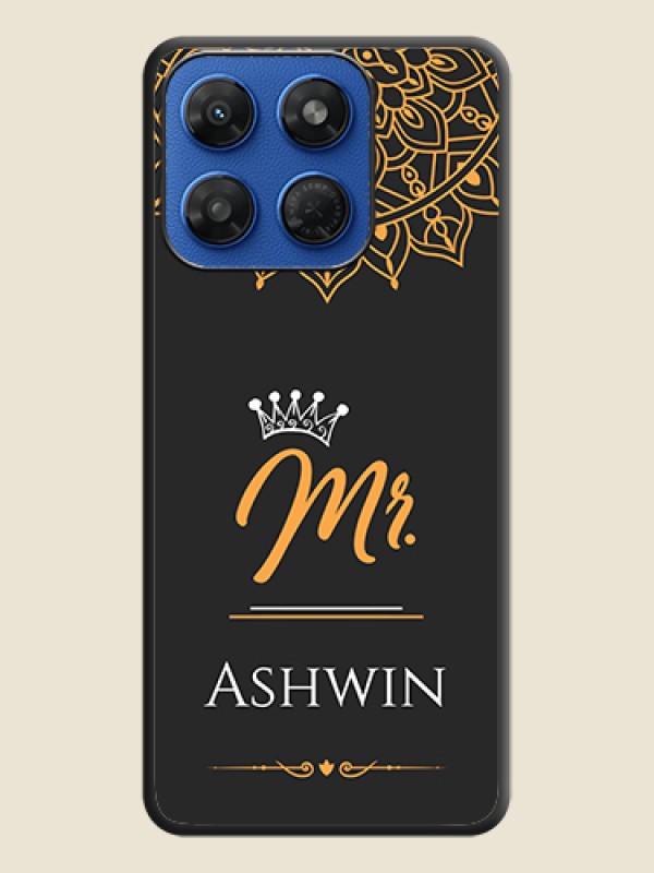 Mr Name with Floral Design On Space Black Custom Soft Matte Mobile Back Cover - Motorola G37 5G