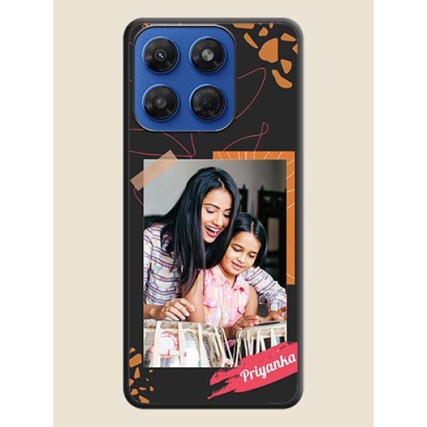 Orange Photo Frame On Space Black Custom Soft Matte Mobile Back Cover - Motorola G37 5G Orange Photo Frame On Space Black Custom Soft Matte Mobile Back Cover - Motorola G37 5G