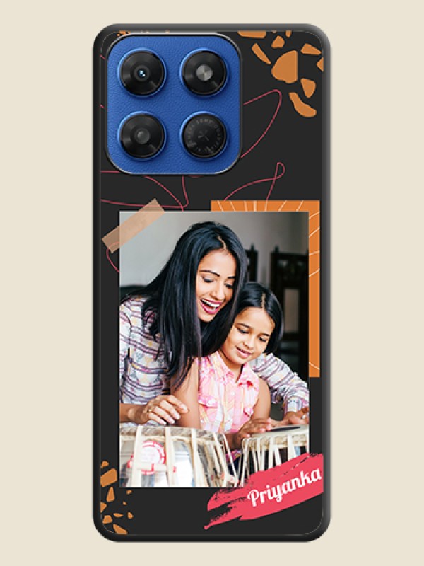 Orange Photo Frame On Space Black Custom Soft Matte Mobile Back Cover - Motorola G37 5G
