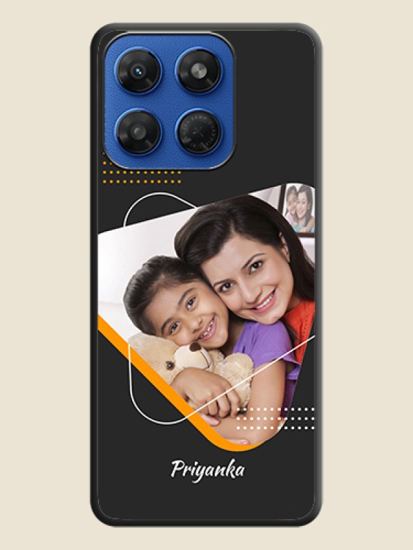 Yellow Triangle on Photo On Space Black Custom Soft Matte Mobile Back Cover - Motorola G37 5G