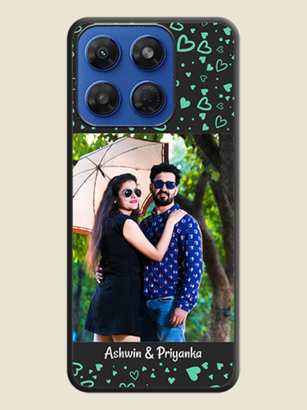 Sea Green Indefinite Love Pattern on Photo On Space Black Custom Soft Matte Mobile Back Cover - Motorola G37 Power 5G
