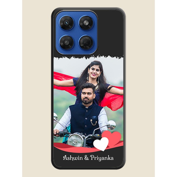 Pin Color Love Shaped Ribbon Design with Text On Space Black Custom Soft Matte Mobile Back Cover - Motorola G37 Power 5G Pin Color Love Shaped Ribbon Design with Text On Space Black Custom Soft Matte Mobile Back Cover - Motorola G37 Power 5G