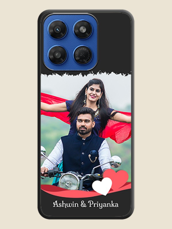Pin Color Love Shaped Ribbon Design with Text On Space Black Custom Soft Matte Mobile Back Cover - Motorola G37 Power 5G