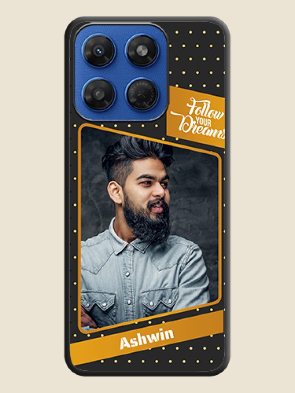 Follow Your Dreams with White Dots On Space Black Custom Soft Matte Mobile Back Cover - Motorola G37 Power 5G