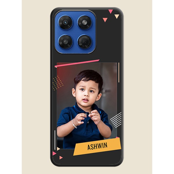 Photo Frame with Triangle Small Dots on Photo On Space Black Custom Soft Matte Mobile Back Cover - Motorola G37 Power 5G Photo Frame with Triangle Small Dots on Photo On Space Black Custom Soft Matte Mobile Back Cover - Motorola G37 Power 5G
