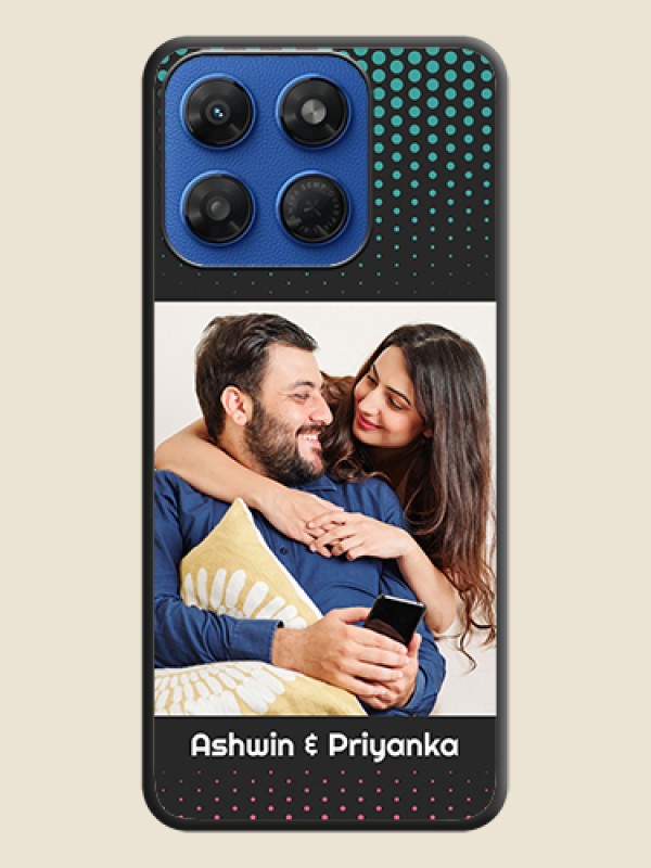 Faded Dots with Grunge Photo Frame and Text On Space Black Custom Soft Matte Mobile Back Cover - Motorola G37 Power 5G