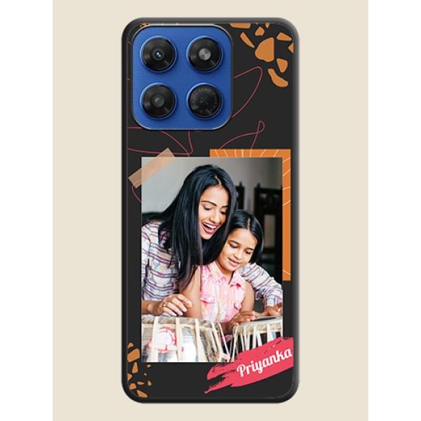 Orange Photo Frame On Space Black Custom Soft Matte Mobile Back Cover - Motorola G37 Power 5G Orange Photo Frame On Space Black Custom Soft Matte Mobile Back Cover - Motorola G37 Power 5G