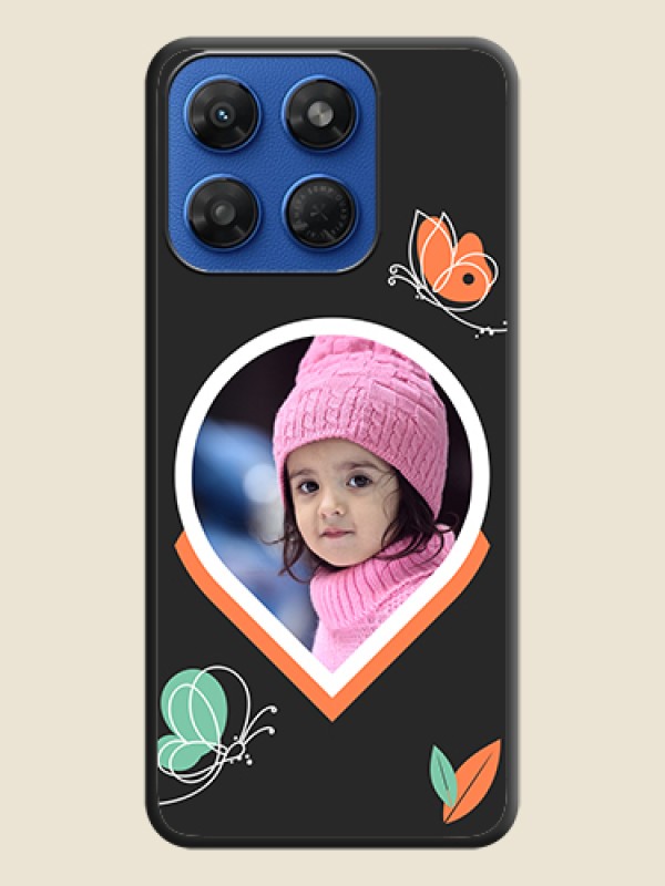 Upload Pic With Simple Butterly Design On Space Black Custom Soft Matte Mobile Back Cover - Motorola G37 Power 5G