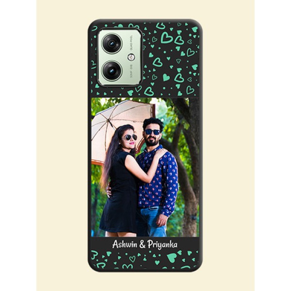 Sea Green Indefinite Love Pattern on Photo On Space Black Custom Soft Matte Mobile Back Cover - Motorola G54 5G