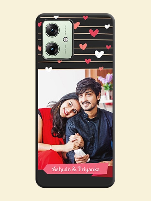 Love Pattern with Name on Pink Ribbon  on Photo On Space Black Custom Soft Matte Mobile Back Cover - Motorola G54 5G