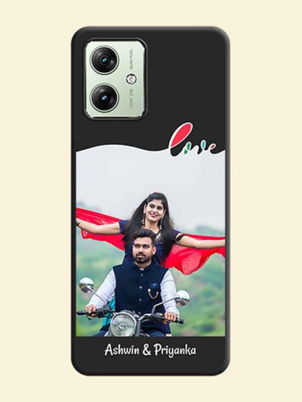 Fall in Love Pattern with Picture on Photo On Space Black Custom Soft Matte Mobile Back Cover - Motorola G54 5G