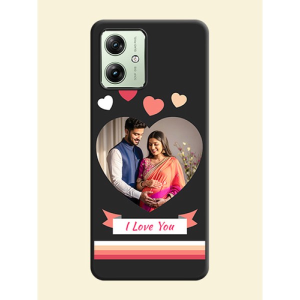 Love Shaped Photo with Colorful Stripes On Space Black Custom Soft Matte Mobile Back Cover - Motorola G54 5G Love Shaped Photo with Colorful Stripes On Space Black Custom Soft Matte Mobile Back Cover - Motorola G54 5G