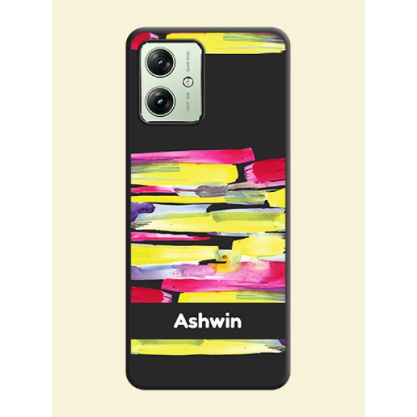 Brush Coloured On Space Black Custom Soft Matte Mobile Back Cover - Motorola G54 5G Brush Coloured On Space Black Custom Soft Matte Mobile Back Cover - Motorola G54 5G