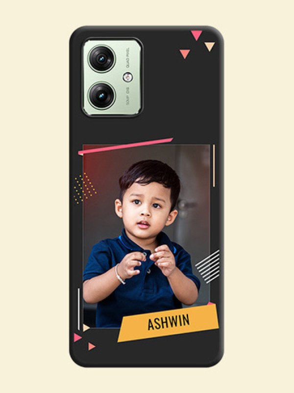 Photo Frame with Triangle Small Dots on Photo On Space Black Custom Soft Matte Mobile Back Cover - Motorola G54 5G