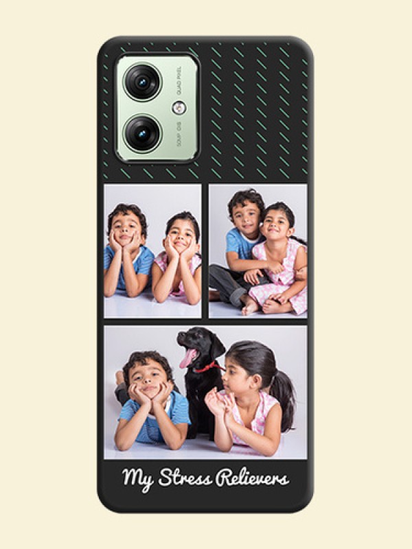 Cross Dotted Pattern with 2 Image Holder On Space Black Custom Soft Matte Mobile Back Cover - Motorola G54 5G