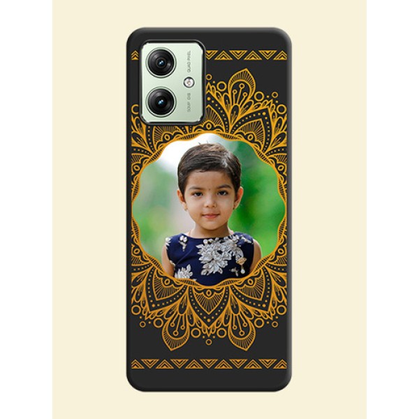 Round Image with Floral Design On Space Black Custom Soft Matte Mobile Back Cover - Motorola G54 5G Round Image with Floral Design On Space Black Custom Soft Matte Mobile Back Cover - Motorola G54 5G