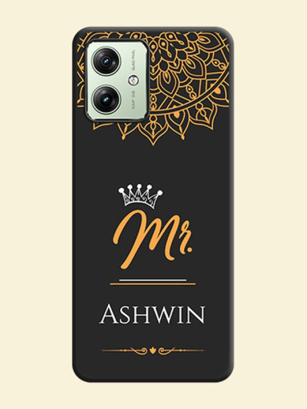Mr Name with Floral Design On Space Black Custom Soft Matte Mobile Back Cover - Motorola G54 5G