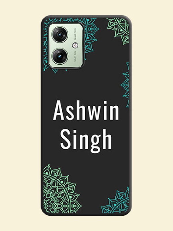 Your Name with Floral Design On Space Black Custom Soft Matte Mobile Back Cover - Motorola G54 5G