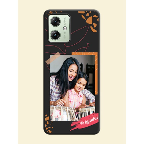 Orange Photo Frame On Space Black Custom Soft Matte Mobile Back Cover - Motorola G54 5G Orange Photo Frame On Space Black Custom Soft Matte Mobile Back Cover - Motorola G54 5G