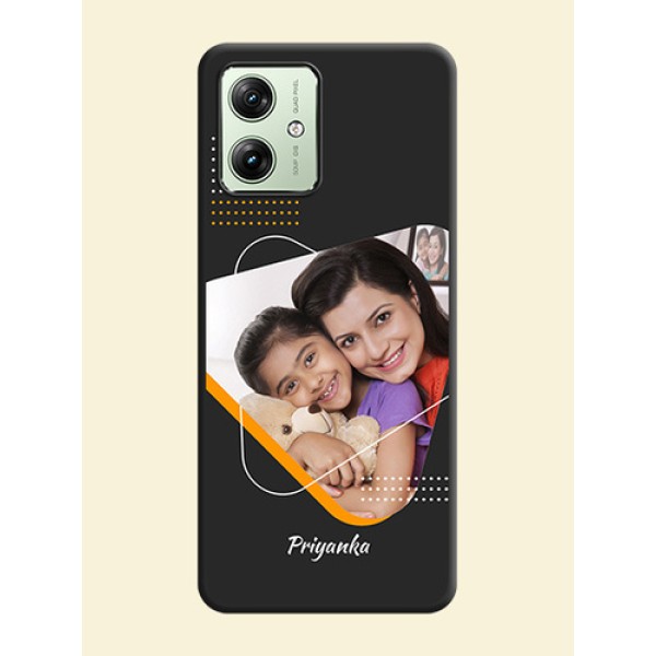 Yellow Triangle on Photo On Space Black Custom Soft Matte Mobile Back Cover - Motorola G54 5G