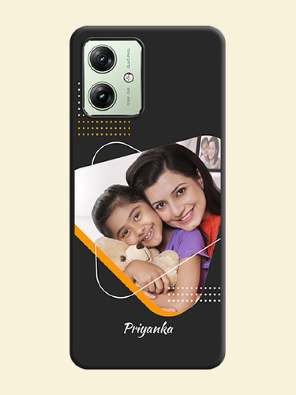 Yellow Triangle on Photo On Space Black Custom Soft Matte Mobile Back Cover - Motorola G54 5G