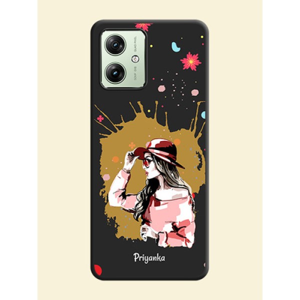 Mordern Lady With Color Splash Background With Custom Text On Space Black Custom Soft Matte Mobile Back Cover - Motorola G54 5G