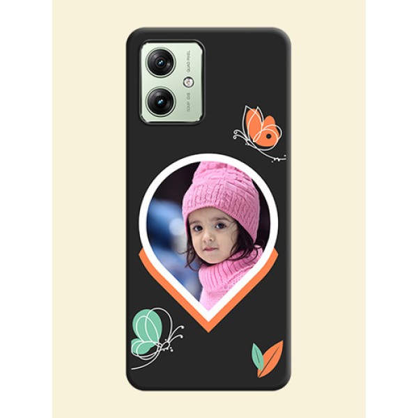 Upload Pic With Simple Butterly Design On Space Black Custom Soft Matte Mobile Back Cover - Motorola G54 5G Upload Pic With Simple Butterly Design On Space Black Custom Soft Matte Mobile Back Cover - Motorola G54 5G