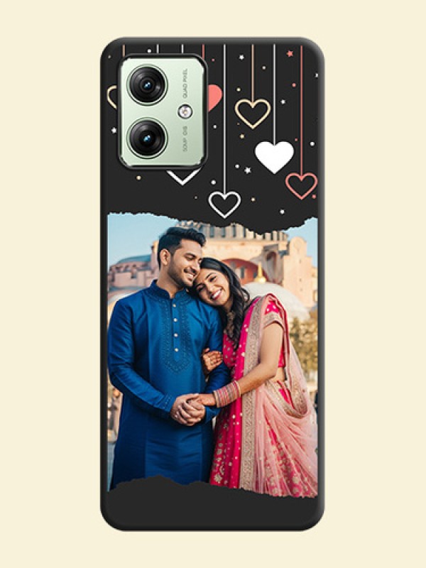 Love Hangings with Splash Wave Picture on Space Black Custom Soft Matte Phone Back Cover - Motorola G64 5G