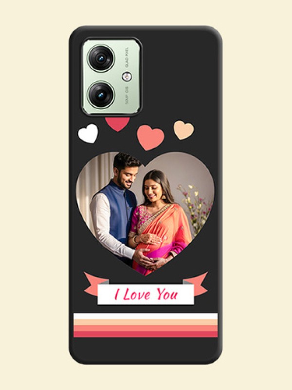Love Shaped Photo with Colorful Stripes on Personalised Space Black Soft Matte Cases - Motorola G64 5G