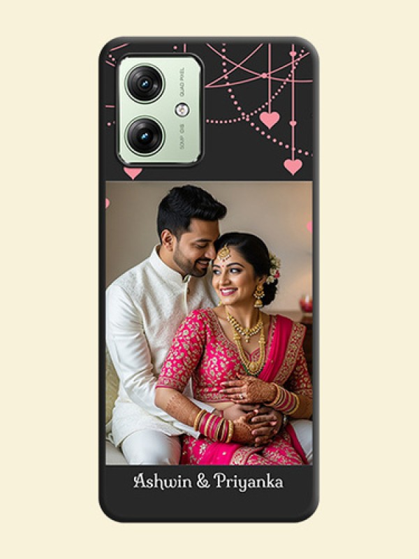 Pink Love Hangings with Text on Space Black Custom Soft Matte Back Cover - Motorola G64 5G