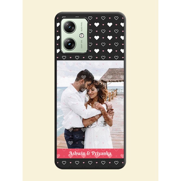 White Color Love Symbols with Text Design - Photo on Space Black Soft Matte Phone Cover - Motorola G64 5G White Color Love Symbols with Text Design - Photo on Space Black Soft Matte Phone Cover - Motorola G64 5G