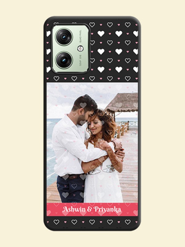 White Color Love Symbols with Text Design - Photo on Space Black Soft Matte Phone Cover - Motorola G64 5G
