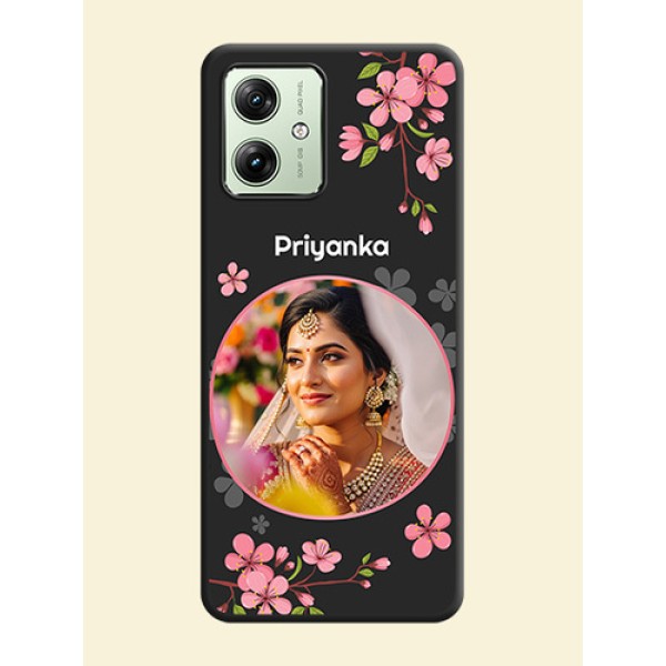 Round Image with Pink Color Floral Design - Photo on Space Black Soft Matte Back Cover - Motorola G64 5G Round Image with Pink Color Floral Design - Photo on Space Black Soft Matte Back Cover - Motorola G64 5G