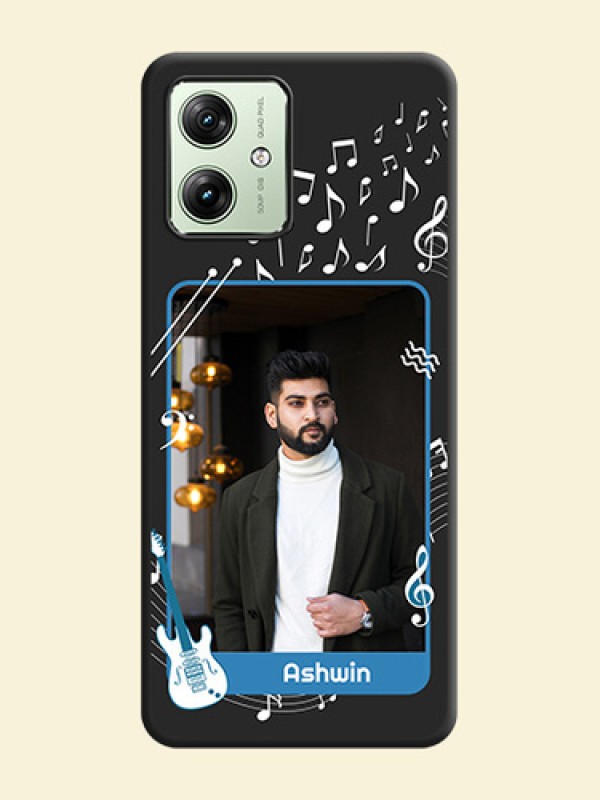 Musical Theme Design with Text - Photo on Space Black Soft Matte Mobile Case - Motorola G64 5G