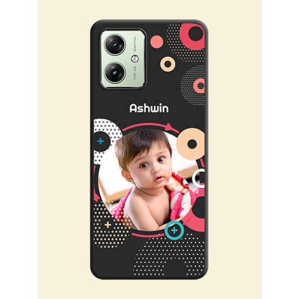 Multicoloured Round Image on Personalised Space Black Soft Matte Cases - Motorola G64 5G Multicoloured Round Image on Personalised Space Black Soft Matte Cases - Motorola G64 5G