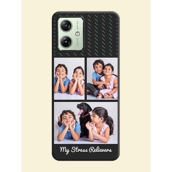 Cross Dotted Pattern with 2 Image Holder on Personalised Space Black Soft Matte Cases - Motorola G64 5G Cross Dotted Pattern with 2 Image Holder on Personalised Space Black Soft Matte Cases - Motorola G64 5G