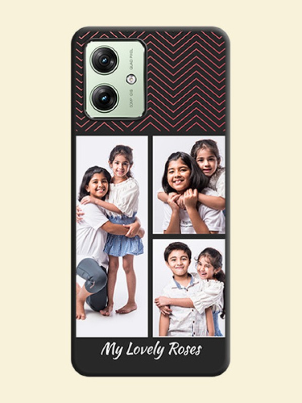 Wave Pattern with 3 Image Holder on Space Black Custom Soft Matte Back Cover - Motorola G64 5G