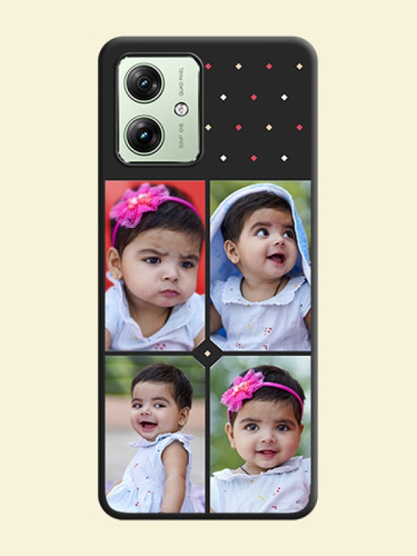 Multicolor Dotted Pattern with 4 Image Holder on Space Black Custom Soft Matte Phone Cases - Motorola G64 5G