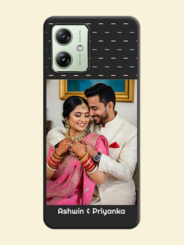 Line Pattern Design with Text on Space Black Custom Soft Matte Phone Back Cover - Motorola G64 5G