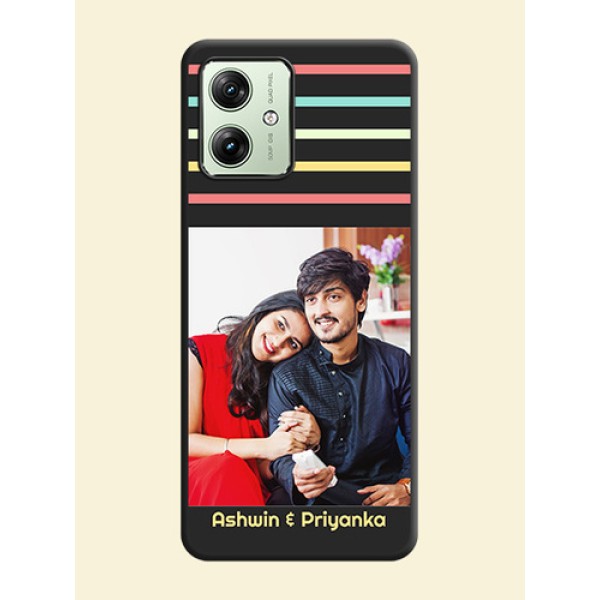 Color Stripes with Photo and Text - Photo on Space Black Soft Matte Mobile Case - Motorola G64 5G Color Stripes with Photo and Text - Photo on Space Black Soft Matte Mobile Case - Motorola G64 5G
