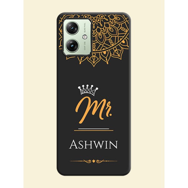 Mr Name with Floral Design on Personalised Space Black Soft Matte Cases - Motorola G64 5G Mr Name with Floral Design on Personalised Space Black Soft Matte Cases - Motorola G64 5G
