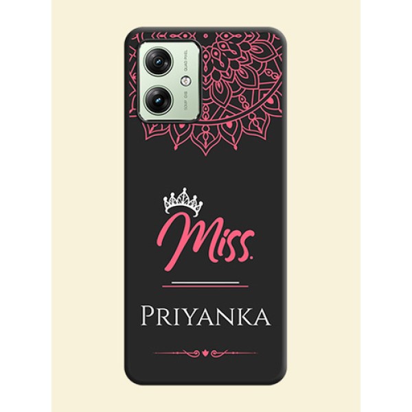 Mrs Name with Floral Design on Space Black Personalized Soft Matte Phone Covers - Motorola G64 5G Mrs Name with Floral Design on Space Black Personalized Soft Matte Phone Covers - Motorola G64 5G