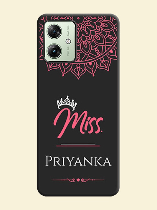 Mrs Name with Floral Design on Space Black Personalized Soft Matte Phone Covers - Motorola G64 5G