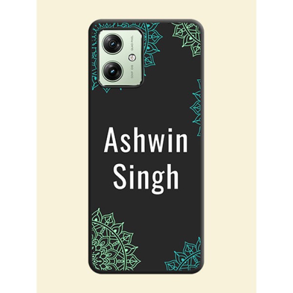 Your Name with Floral Design on Space Black Custom Soft Matte Back Cover - Motorola G64 5G Your Name with Floral Design on Space Black Custom Soft Matte Back Cover - Motorola G64 5G