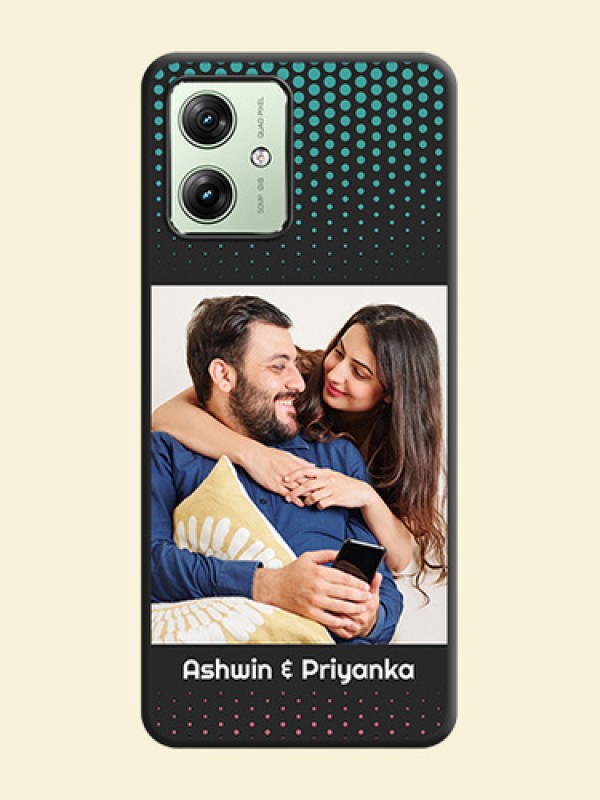 Faded Dots with Grunge Photo Frame and Text on Space Black Custom Soft Matte Phone Cases - Motorola G64 5G