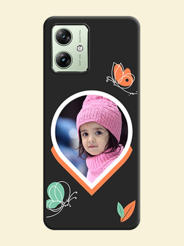Upload Pic With Simple Butterly Design On Space Black Personalized Soft Matte Phone Covers - Motorola G64 5G