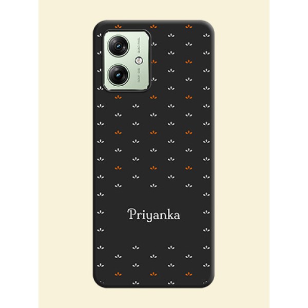 Simple Pattern With Custom Text On Space Black Personalized Soft Matte Phone Covers - Motorola G64 5G Simple Pattern With Custom Text On Space Black Personalized Soft Matte Phone Covers - Motorola G64 5G