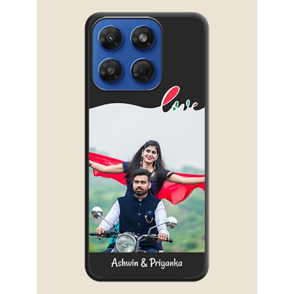 Fall in Love Pattern with Picture on Photo On Space Black Custom Soft Matte Mobile Back Cover - Motorola G77 Power 5G Fall in Love Pattern with Picture on Photo On Space Black Custom Soft Matte Mobile Back Cover - Motorola G77 Power 5G