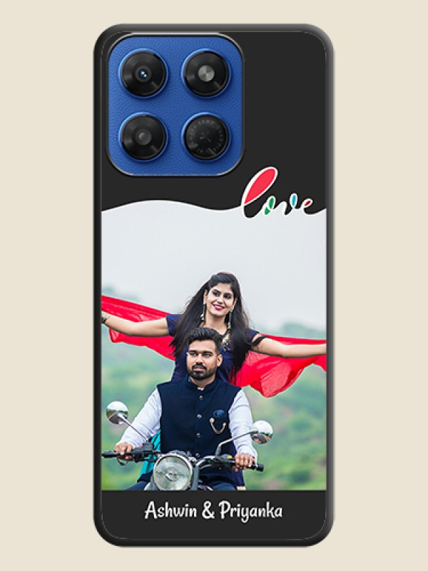Fall in Love Pattern with Picture on Photo On Space Black Custom Soft Matte Mobile Back Cover - Motorola G77 Power 5G